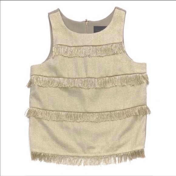 Anthropologie Sunday in Brooklyn Gold Fringe Top - Picture 2 of 7